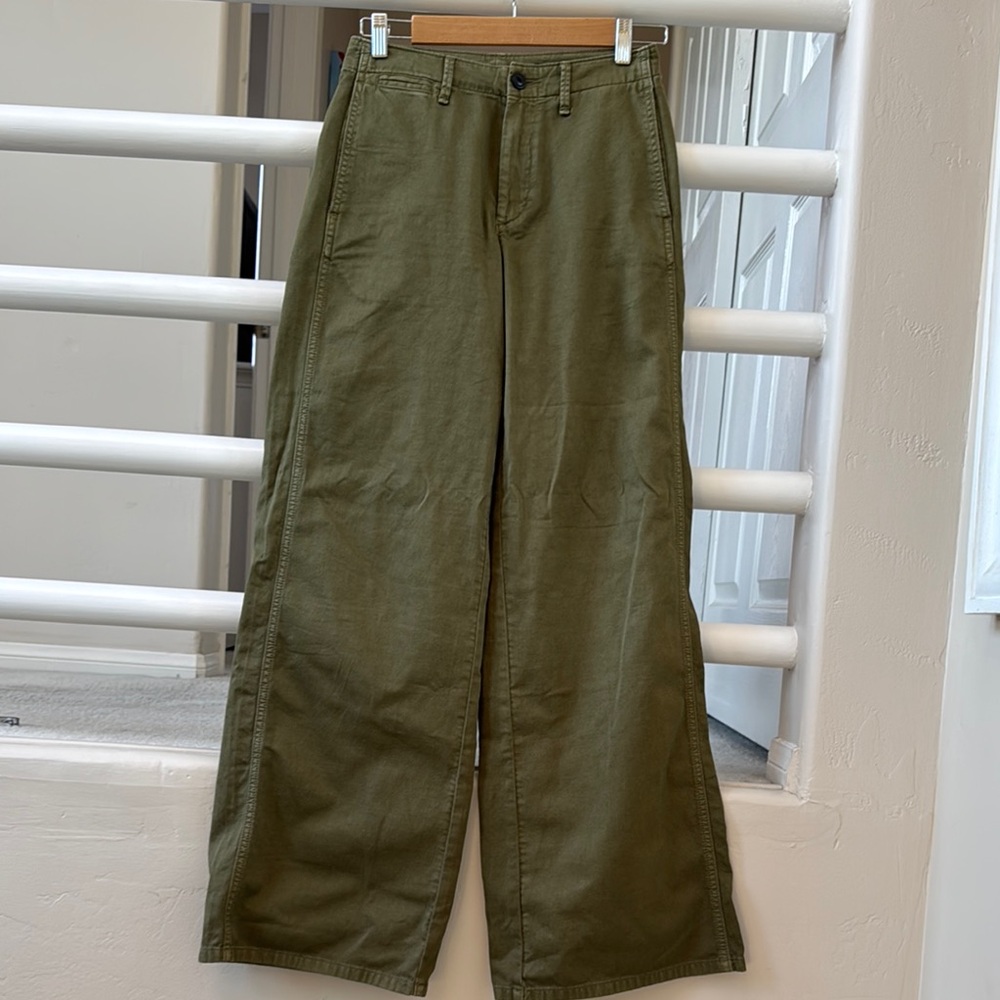 ❄️ Rag and Bone Olive Green Wide Leg Pants SZ 0 - Picture 3 of 7